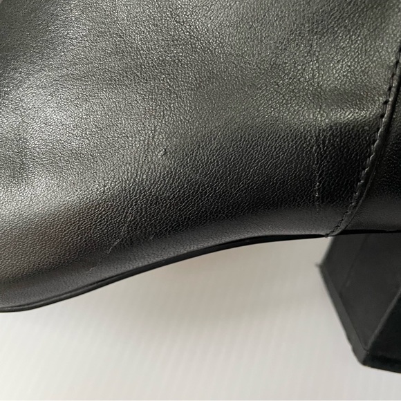 OAK + FORT Black Leather Ankle Boot Block 2” Heel Square Toe 4009 Size 8 - Picture 9 of 12